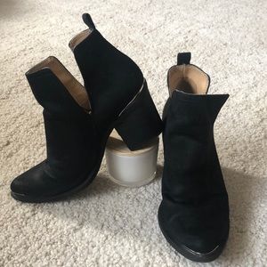 Black suede Madden Girl booties. Size 6.5